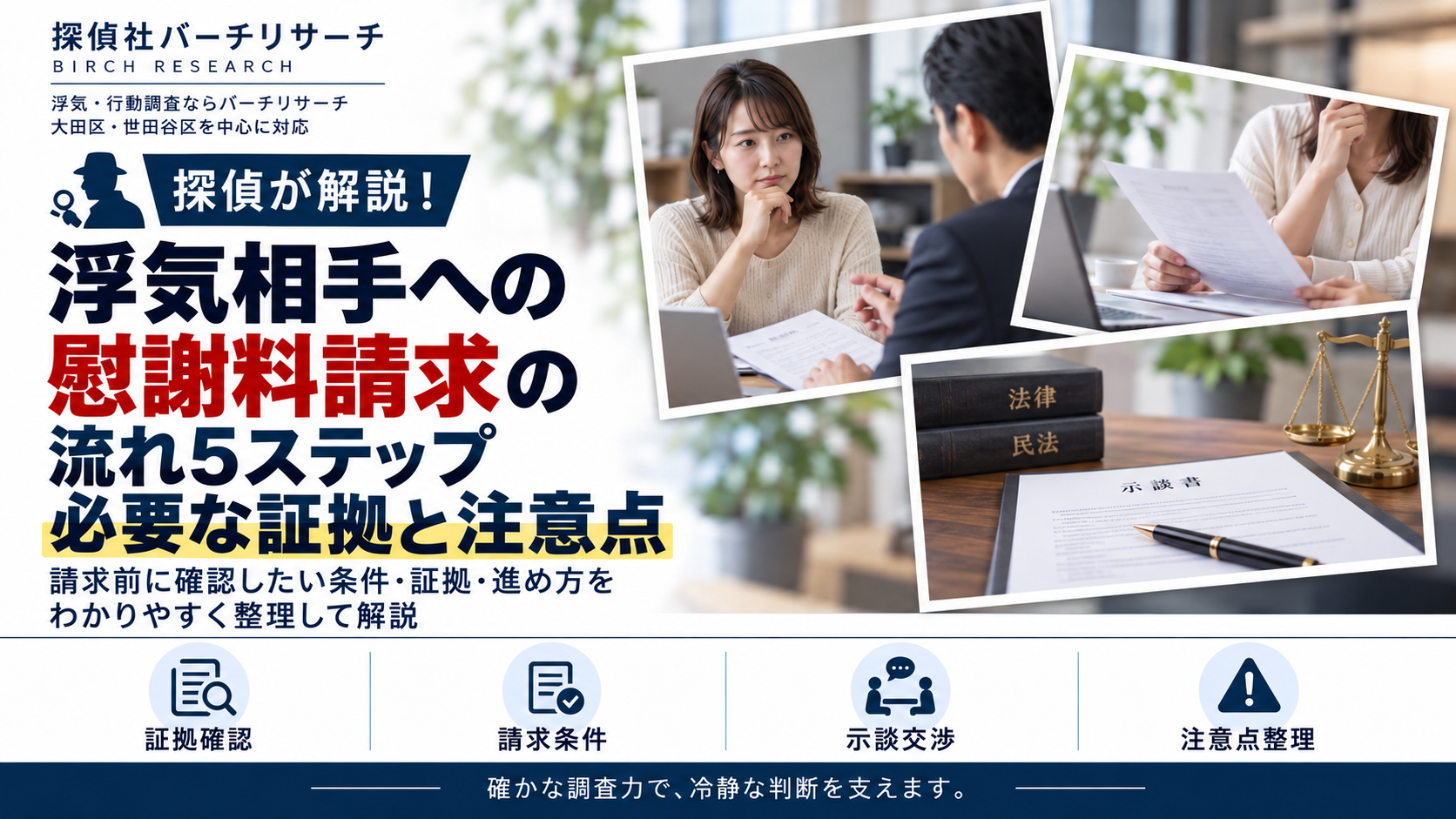 浮気相手への慰謝料請求の流れ5ステップ。必要な証拠と注意点